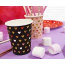 Love XOXO Black paper cup pack of 6, 250 ml