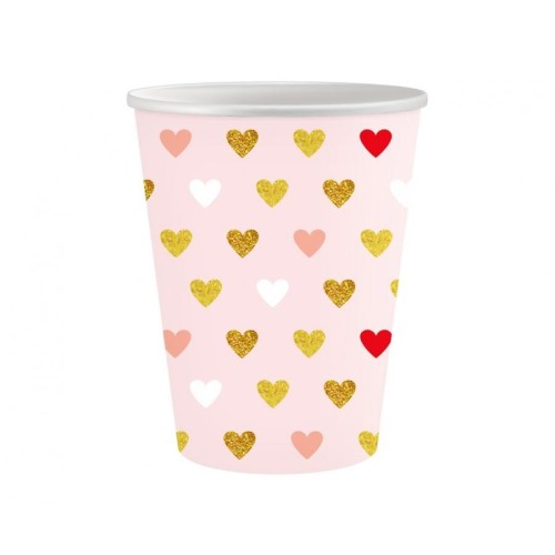 Love XOXO Pink paper cup 6 pcs 250 ml