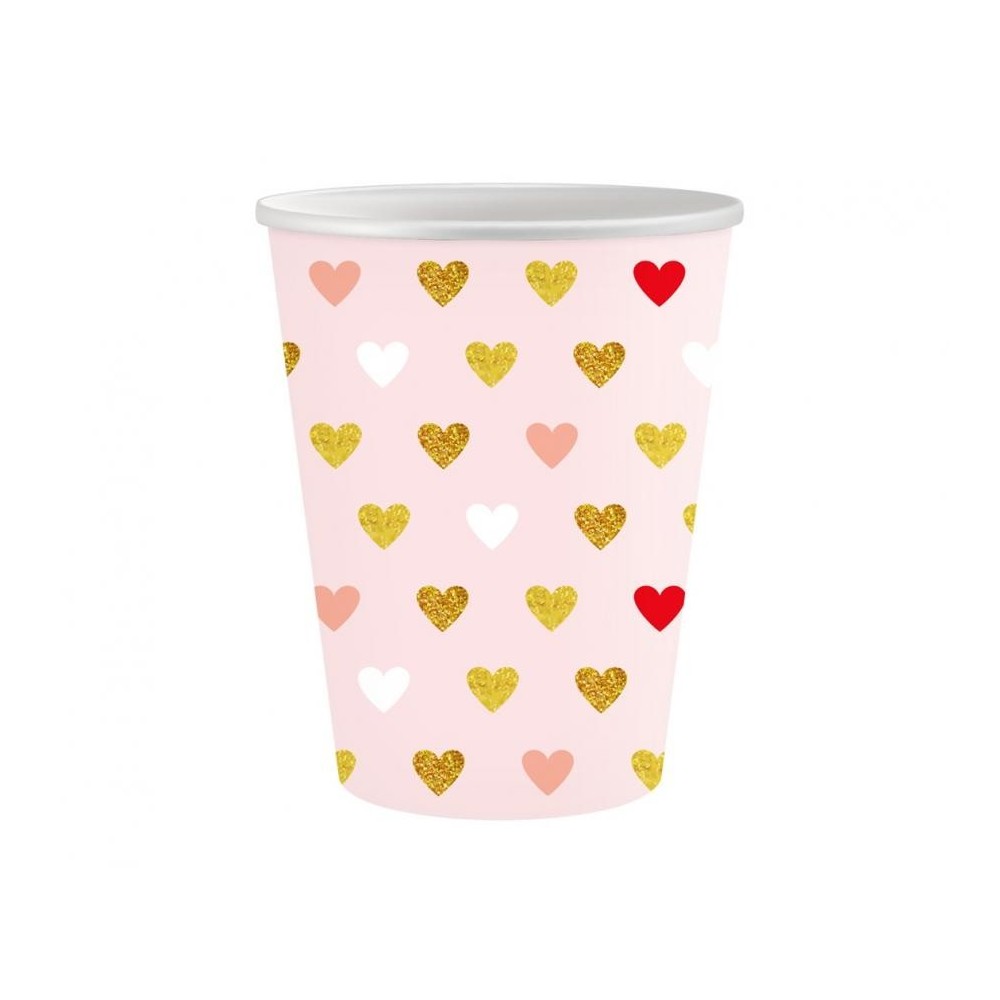 Love XOXO Pink paper cup 6 pcs 250 ml