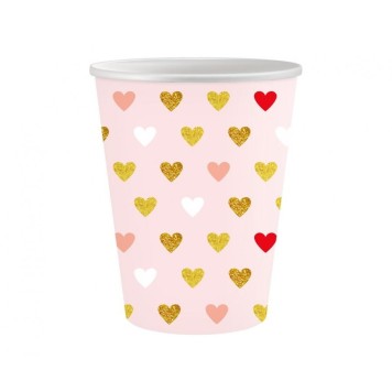 Love XOXO Pink paper cup 6 pcs 250 ml