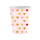 Love XOXO Pink paper cup 6 pcs 250 ml