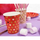 Love XOXO Red paper cup set of 6, 250 ml
