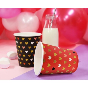 Love XOXO Red paper cup set of 6, 250 ml