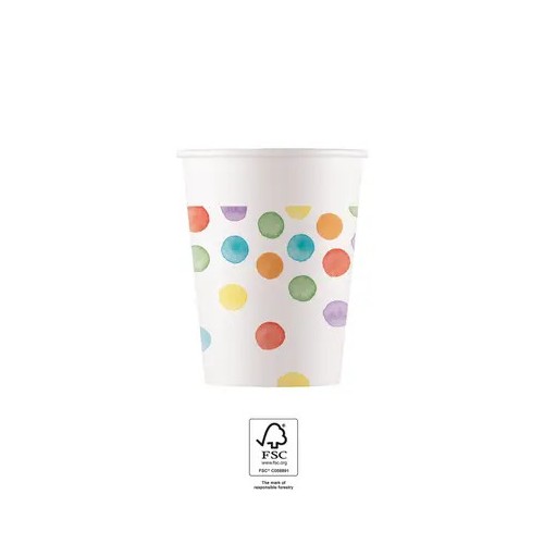 Colour Dots paper cup 8 pcs 200 ml FSC