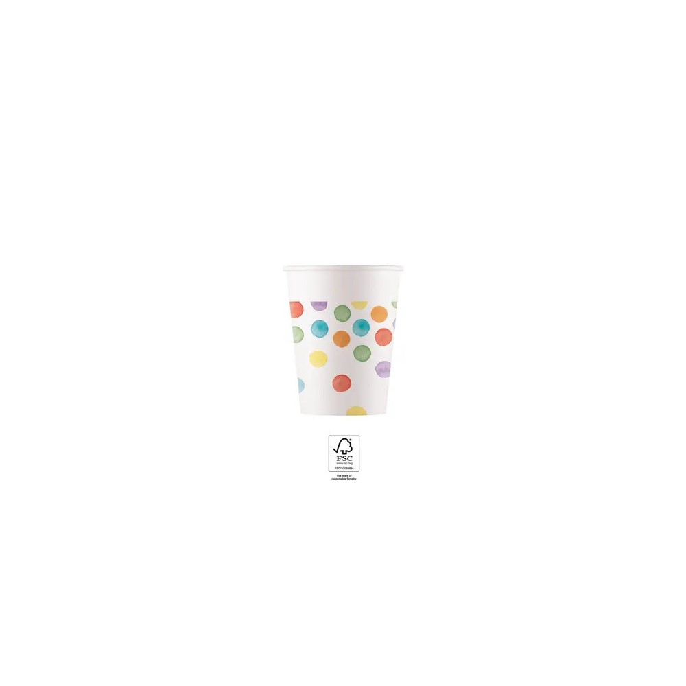 Colour Dots paper cup 8 pcs 200 ml FSC