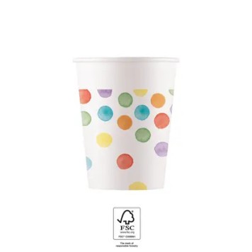 Colour Dots paper cup 8 pcs 200 ml FSC