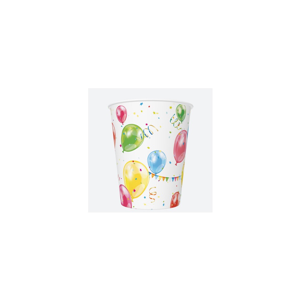 Colour Balloons balloon paper cup set of 8 250 ml