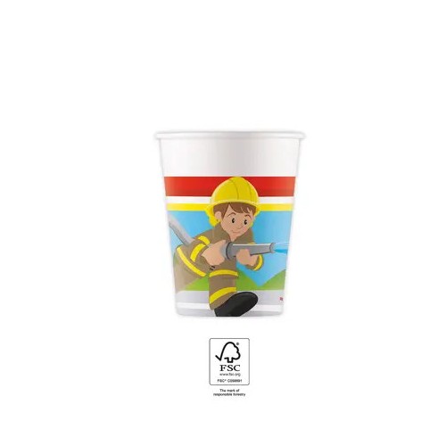 Fireman Rescue paper cup 8 pcs 200 ml FSC