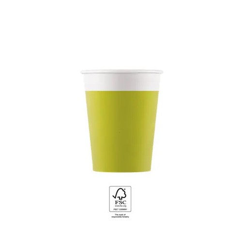 Colour Unicolour Light Green, Green paper cup 8 pcs 200 ml FSC