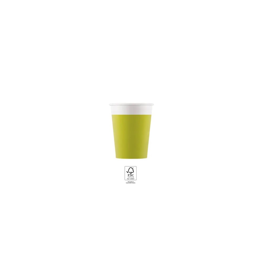 Colour Unicolour Light Green, Green paper cup 8 pcs 200 ml FSC