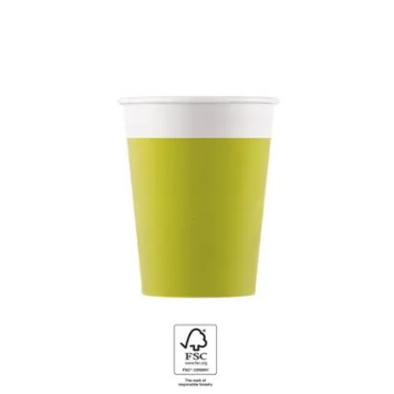 Colour Unicolour Light Green, Green paper cup 8 pcs 200 ml FSC