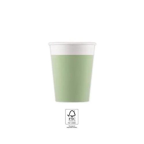 Colour Unicolour Pastel Mint, Green Paper Cup 8 pcs 200 ml FSC