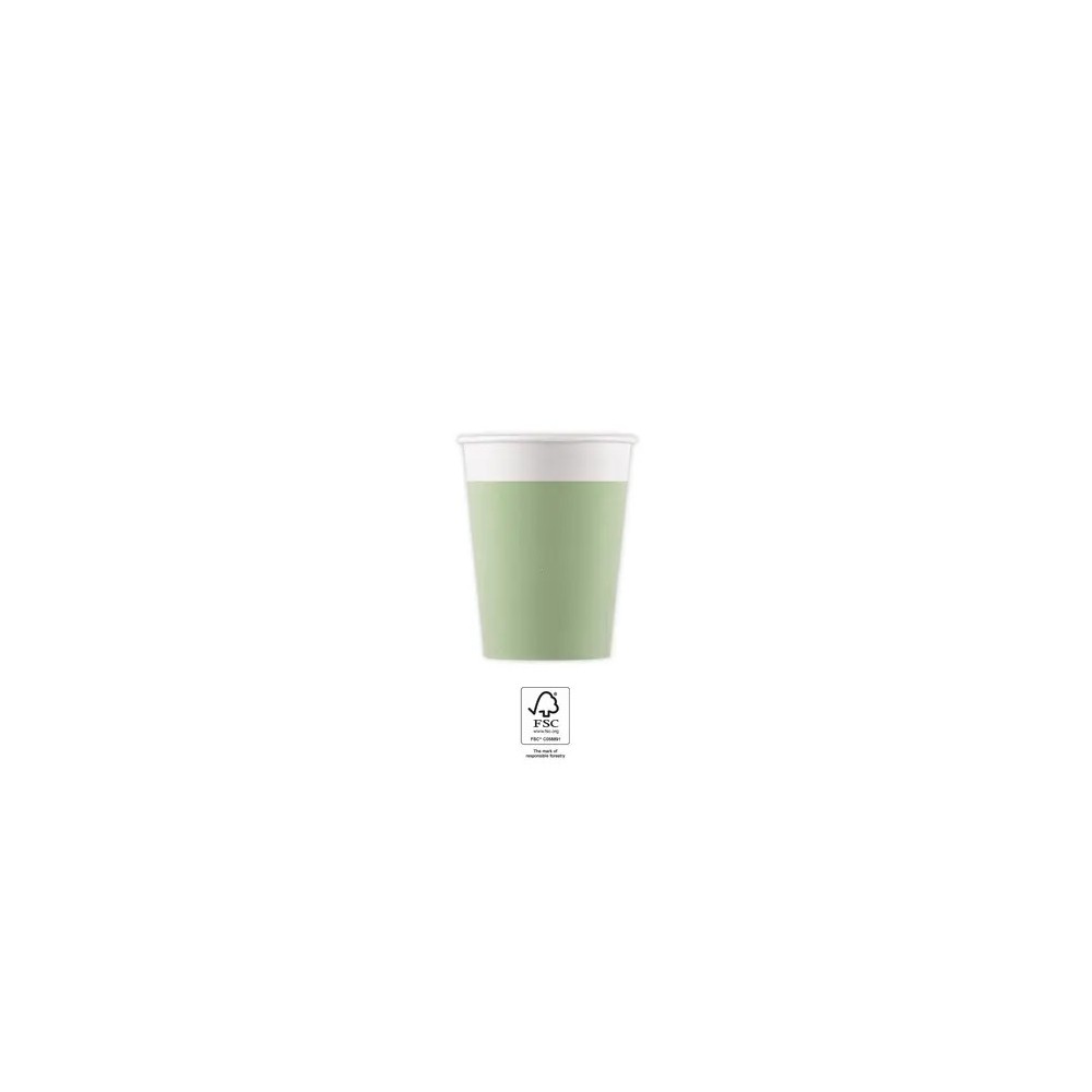 Colour Unicolour Pastel Mint, Green Paper Cup 8 pcs 200 ml FSC