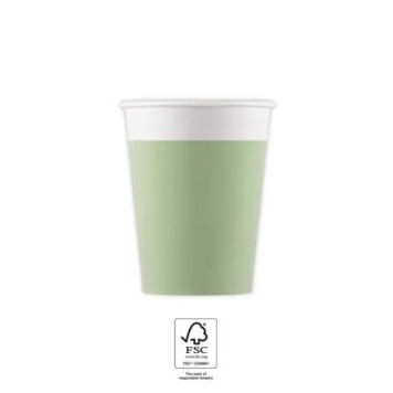 Colour Unicolour Pastel Mint, Green Paper Cup 8 pcs 200 ml FSC
