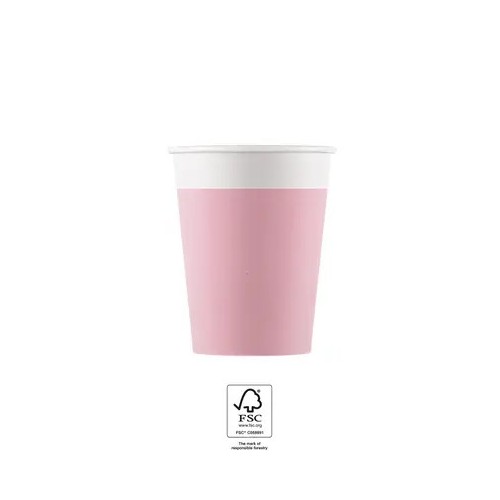 Colour Unicolour Pink, Paper Cup 8 pcs 200 ml FSC