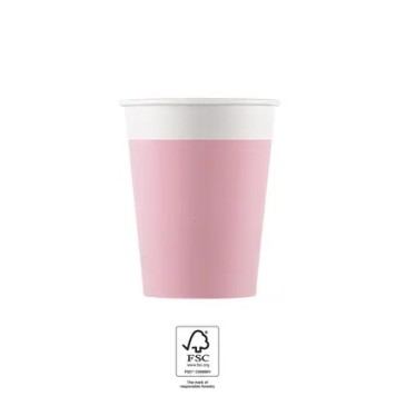 Colour Unicolour Pink, Paper Cup 8 pcs 200 ml FSC