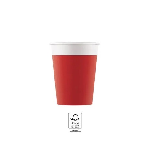 Colour Unicolour Red, Red Paper Cup 8 pcs 200 ml FSC