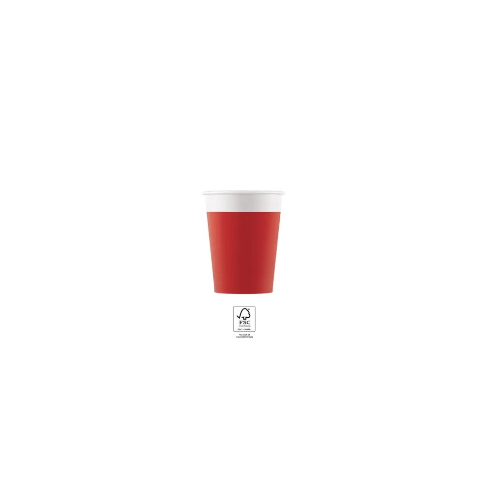Colour Unicolour Red, Red Paper Cup 8 pcs 200 ml FSC