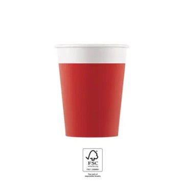 Colour Unicolour Red, Red Paper Cup 8 pcs 200 ml FSC