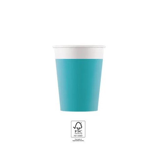 Colour Unicolour Turquoise, Blue paper cup 8 pcs 200 ml FSC