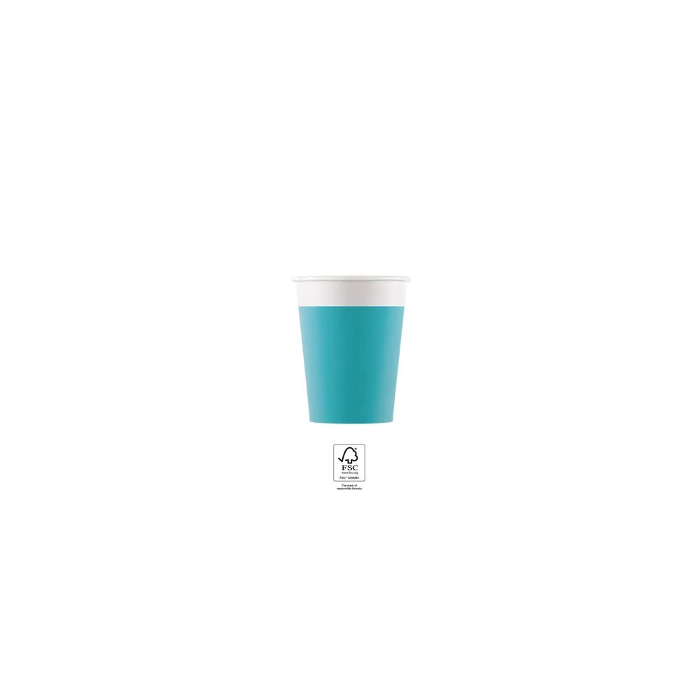 Colour Unicolour Turquoise, Blue paper cup 8 pcs 200 ml FSC
