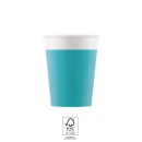 Colour Unicolour Turquoise, Blue paper cup 8 pcs 200 ml FSC