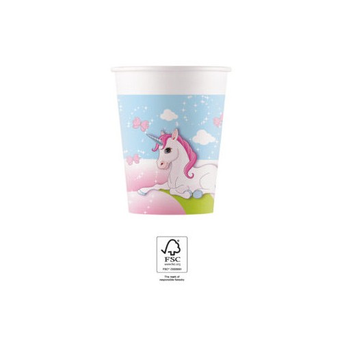 Unicorn Castle paper cup 8 pcs 200 ml FSC
