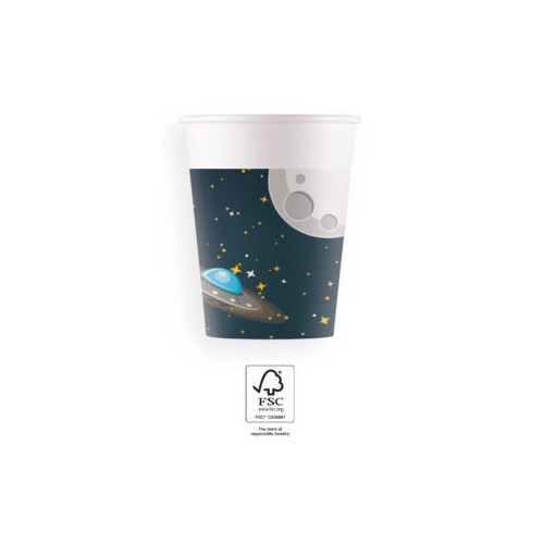 Space Rocket Space paper cup 8 pieces 200 ml FSC