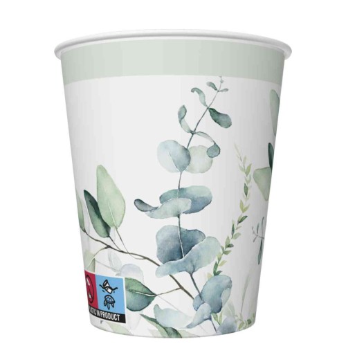 Colour Eucalyptus Twigs Flower paper cup 8 pcs 250 ml