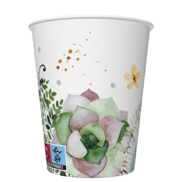Colour Floral Frame Flower paper cup 8 pcs 250 ml