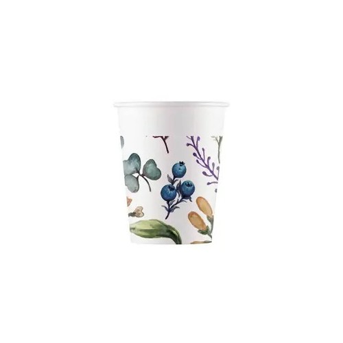 Flower Herbs paper cup set of 8, 200 ml