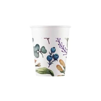 Flower Herbs paper cup set of 8, 200 ml