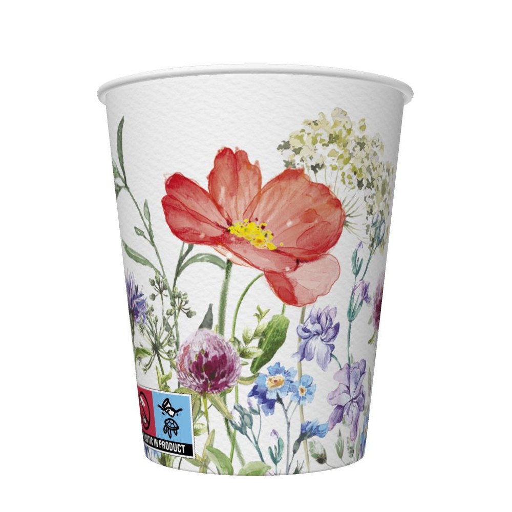 Colour Meadow in June Flower paper cup set of 8 250 ml