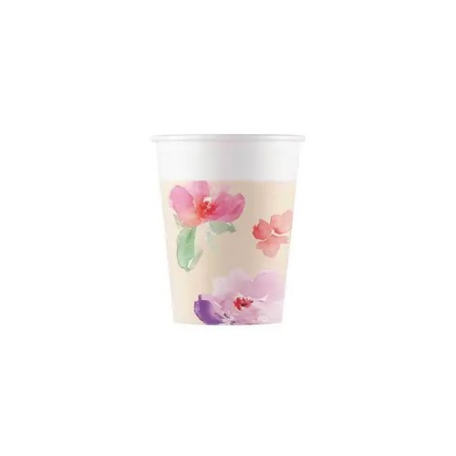 Flower Watercolor Flowers paper cup 8 pcs 200 ml
