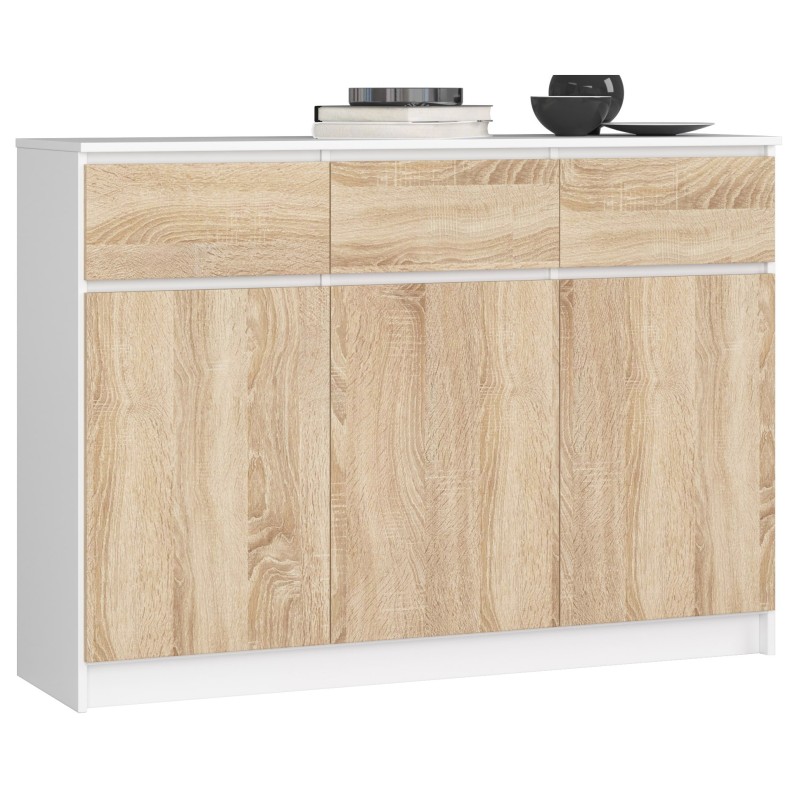 KOMODA K140 3D 3SZ CLP BIAŁA / SONOMA KOMODA K140 3D 3SZ CLP BIAŁA / SONOMA