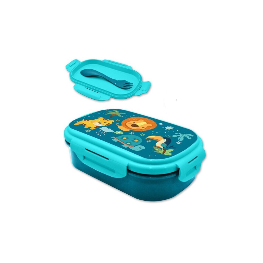 Jungle sandwich box + cutlery set