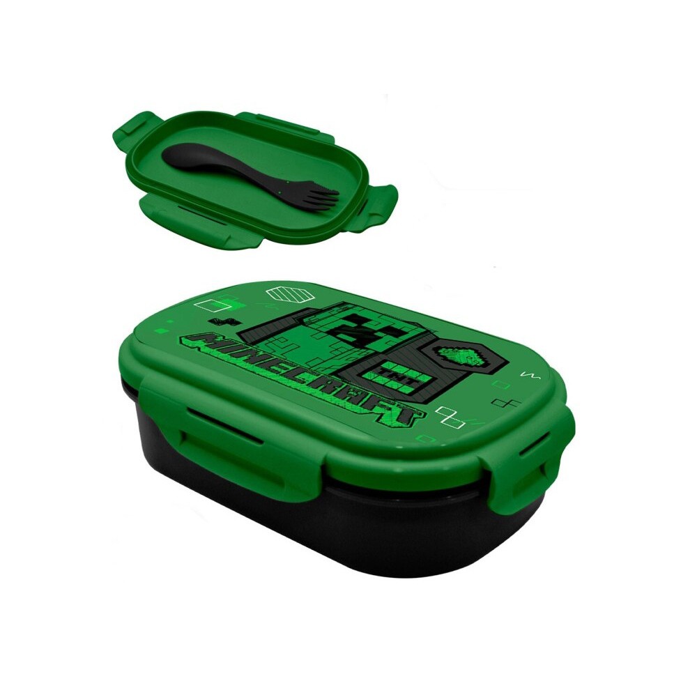 Minecraft Green sandwich box + cutlery set