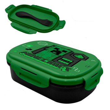 Minecraft Green sandwich box + cutlery set