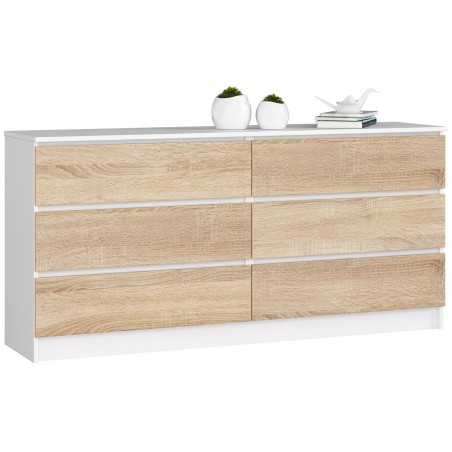 KOMODA K160 6SZ CLP BIAŁA / SONOMA