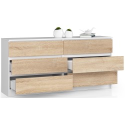 KOMODA K160 6SZ CLP BIAŁA / SONOMA