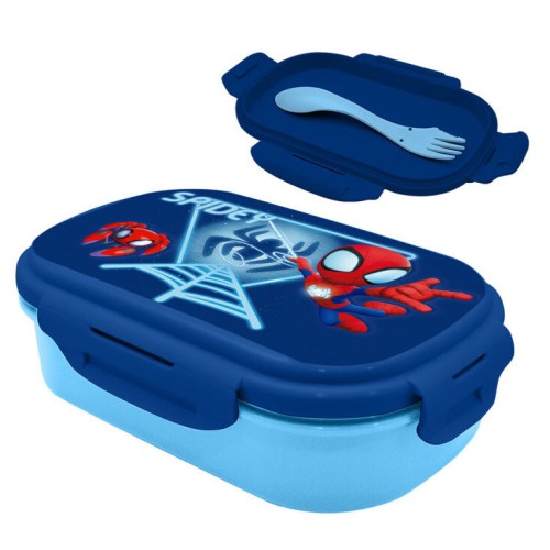 Spiderman Blue Web sandwich box + cutlery set