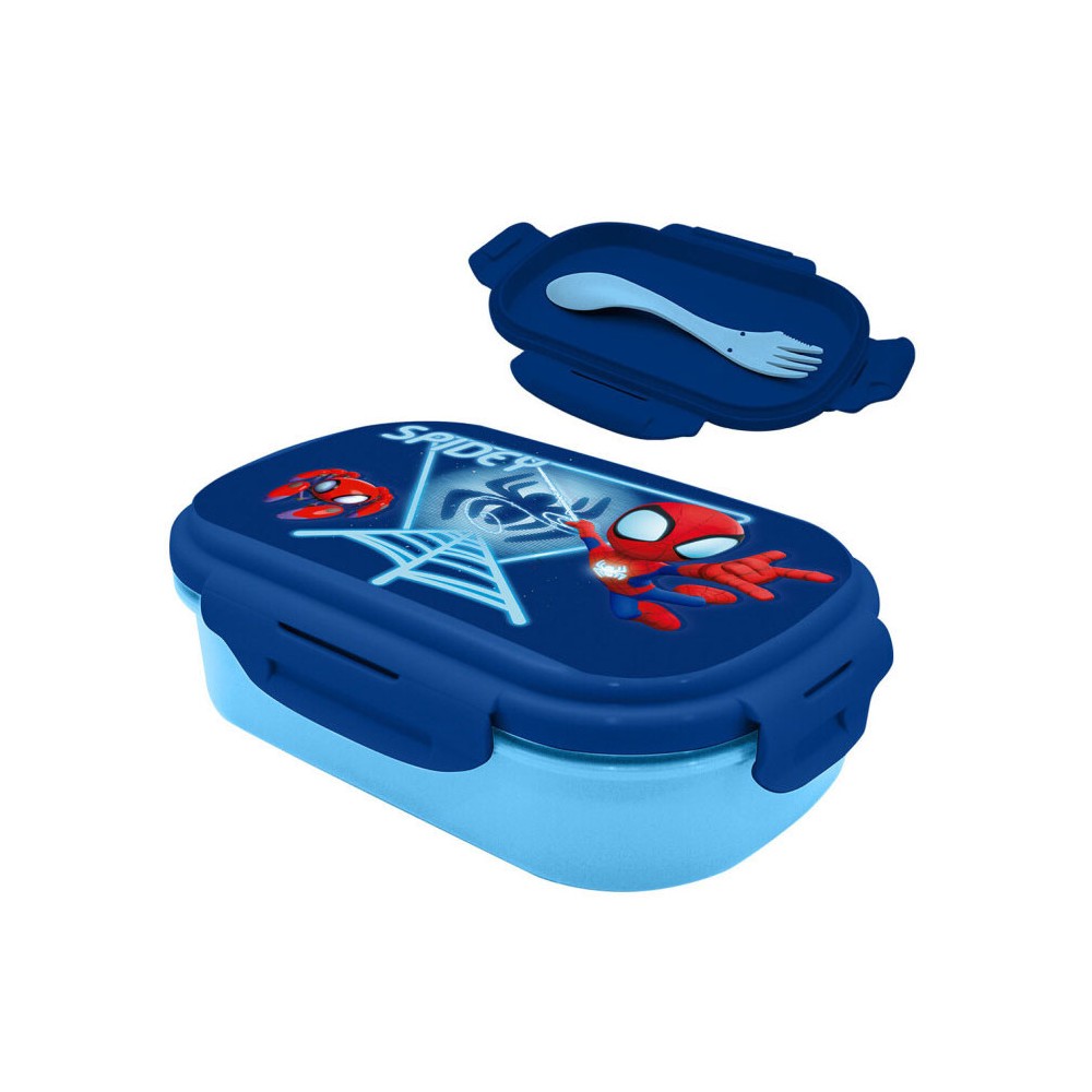 Spiderman Blue Web sandwich box + cutlery set