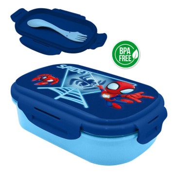 Spiderman Blue Web sandwich box + cutlery set
