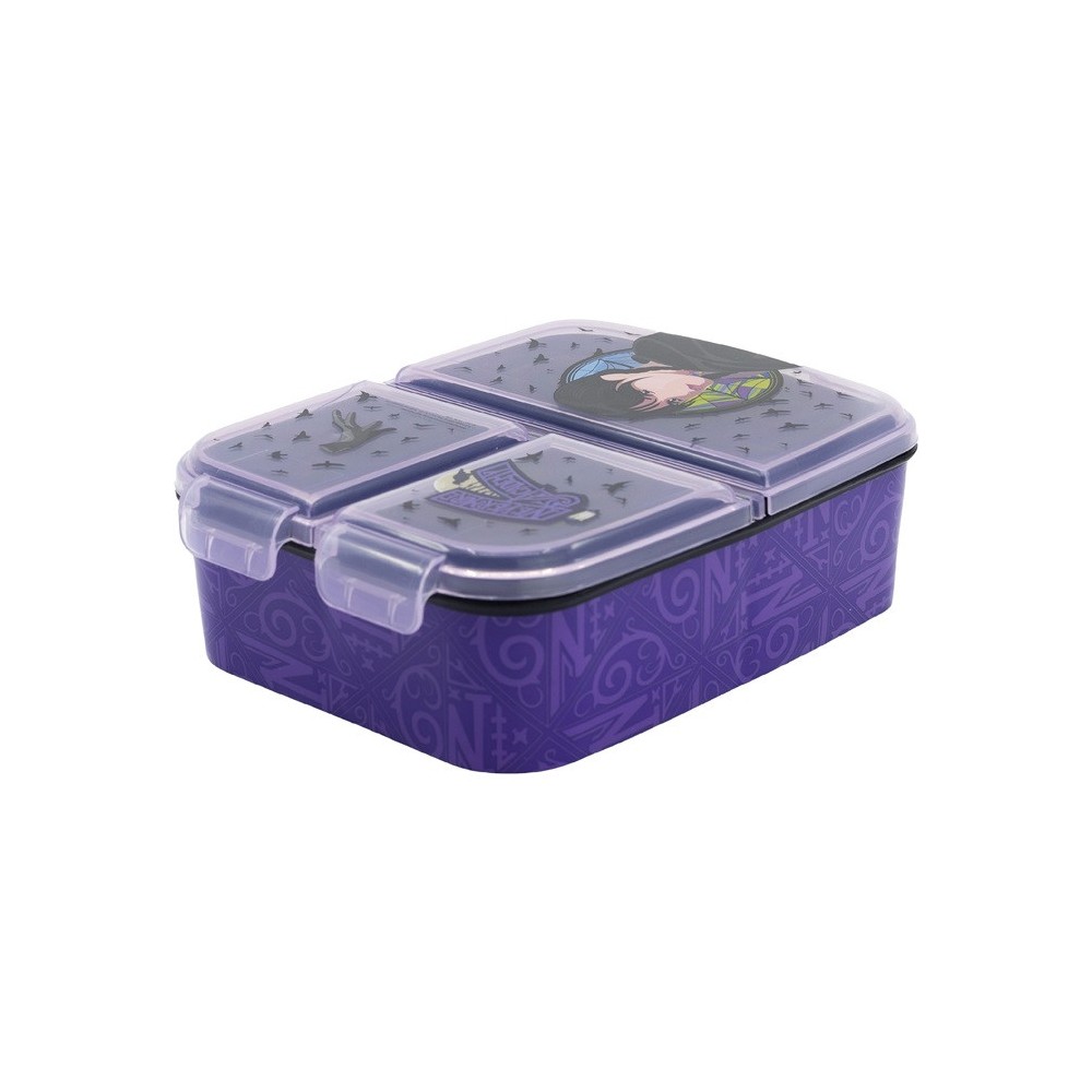 Wednesday Nevermore Academy compartmentalized lunch box, sandwich box