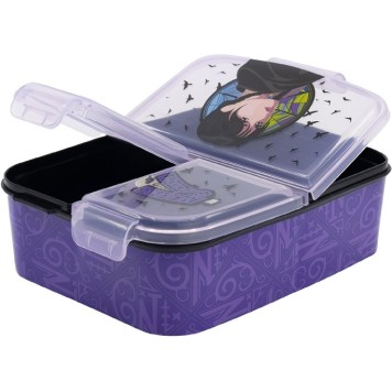 Wednesday Nevermore Academy compartmentalized lunch box, sandwich box