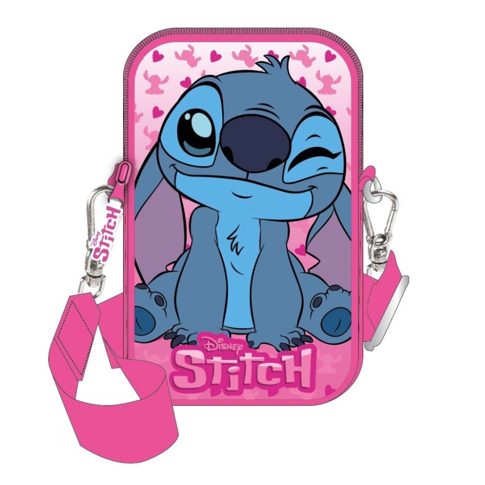 Disney Lilo and Stitch Pink Deluxe phone holder bag 18 cm
