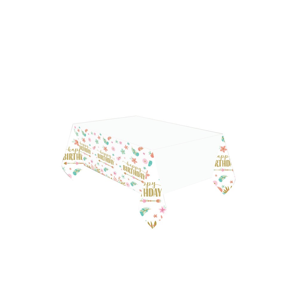 Happy Birthday Boho Happy Birthday paper tablecloth 120x180 cm