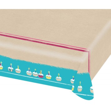 Happy Birthday Brown Happy Birthday paper tablecloth 115x175 cm