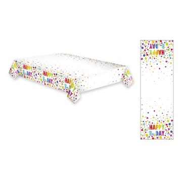 Happy Birthday Dots Happy Birthday paper tablecloth 120x180 cm