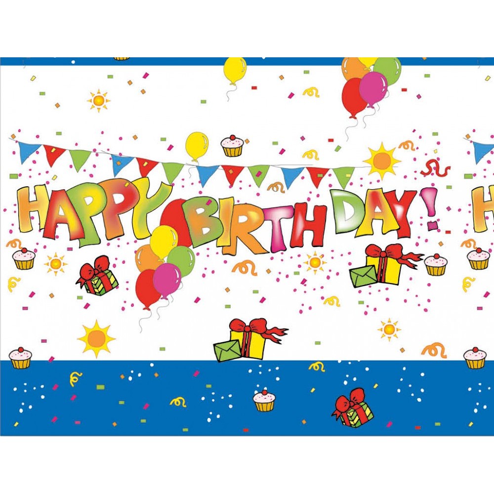 Happy Birthday Kokliko Happy Birthday plastic tablecloth 120x180 cm